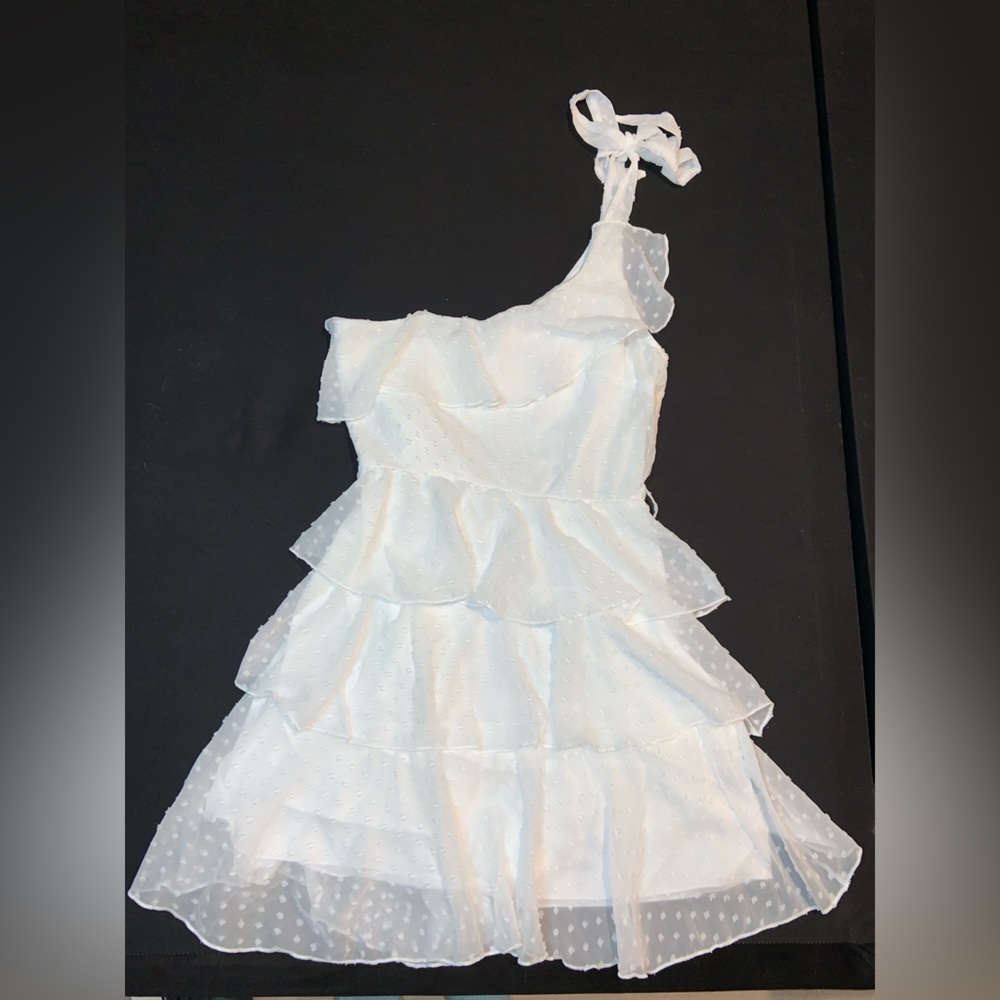 Shein White One Shoulder Dress Medium